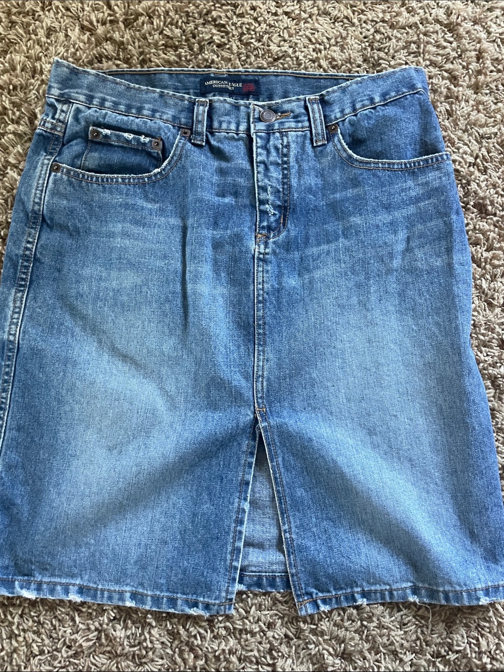 American Eagle Outfitters Light Blue Denim Midi Skirt